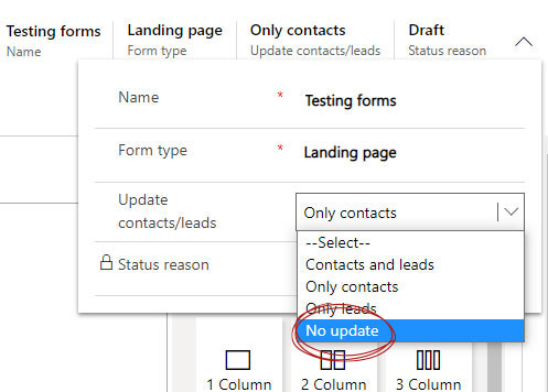 Ni Update option - Allow form submissions without updating the contact or lead set to yes
