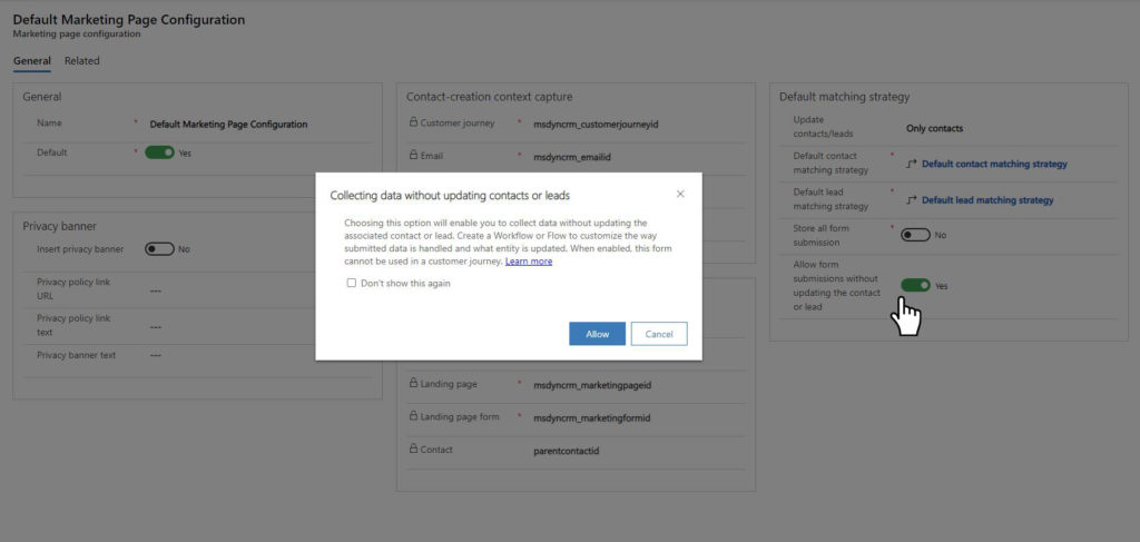 enable collect marketing forms
