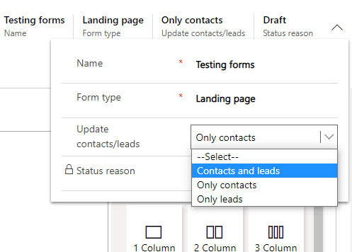 Allow form submissions without updating the contact or lead set to no