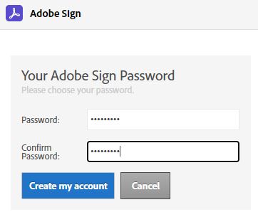 Set Adobe Sign account password.