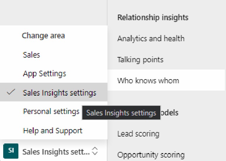 Sales Insights Settings