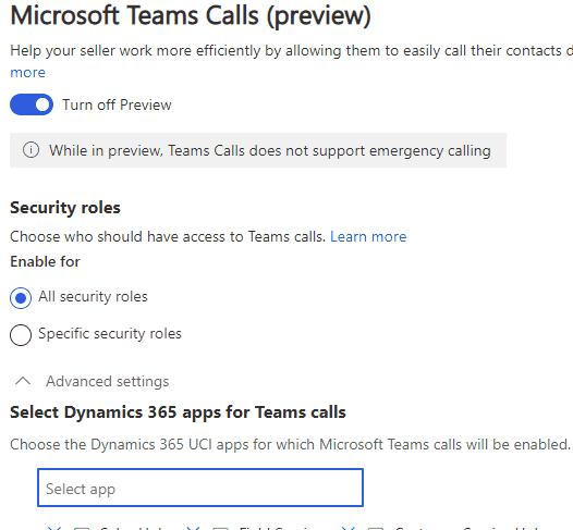Microsoft Teams Calls security roles