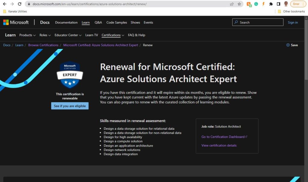 Microsoft Learn Renewing my Microsoft certificate. See if you are eligible